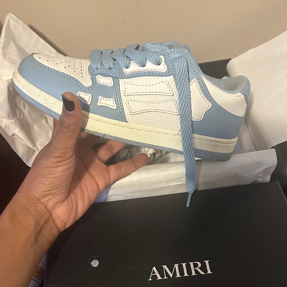 AMIRI Light Blue and White Sneakers